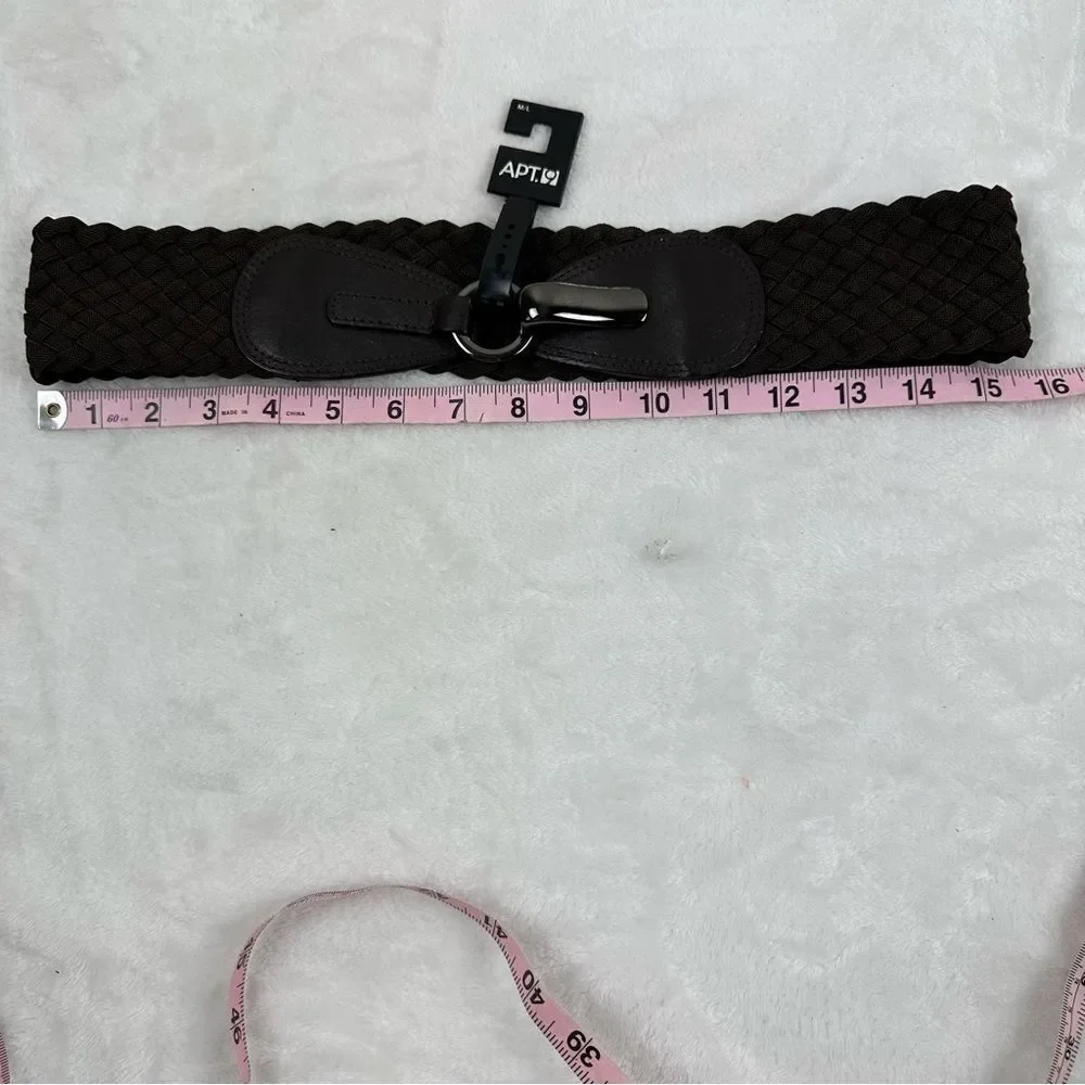 Apt 9 Womens‎ Brown Braided Elastic Stretch Wide Cinch Waist Belt M/L NEW